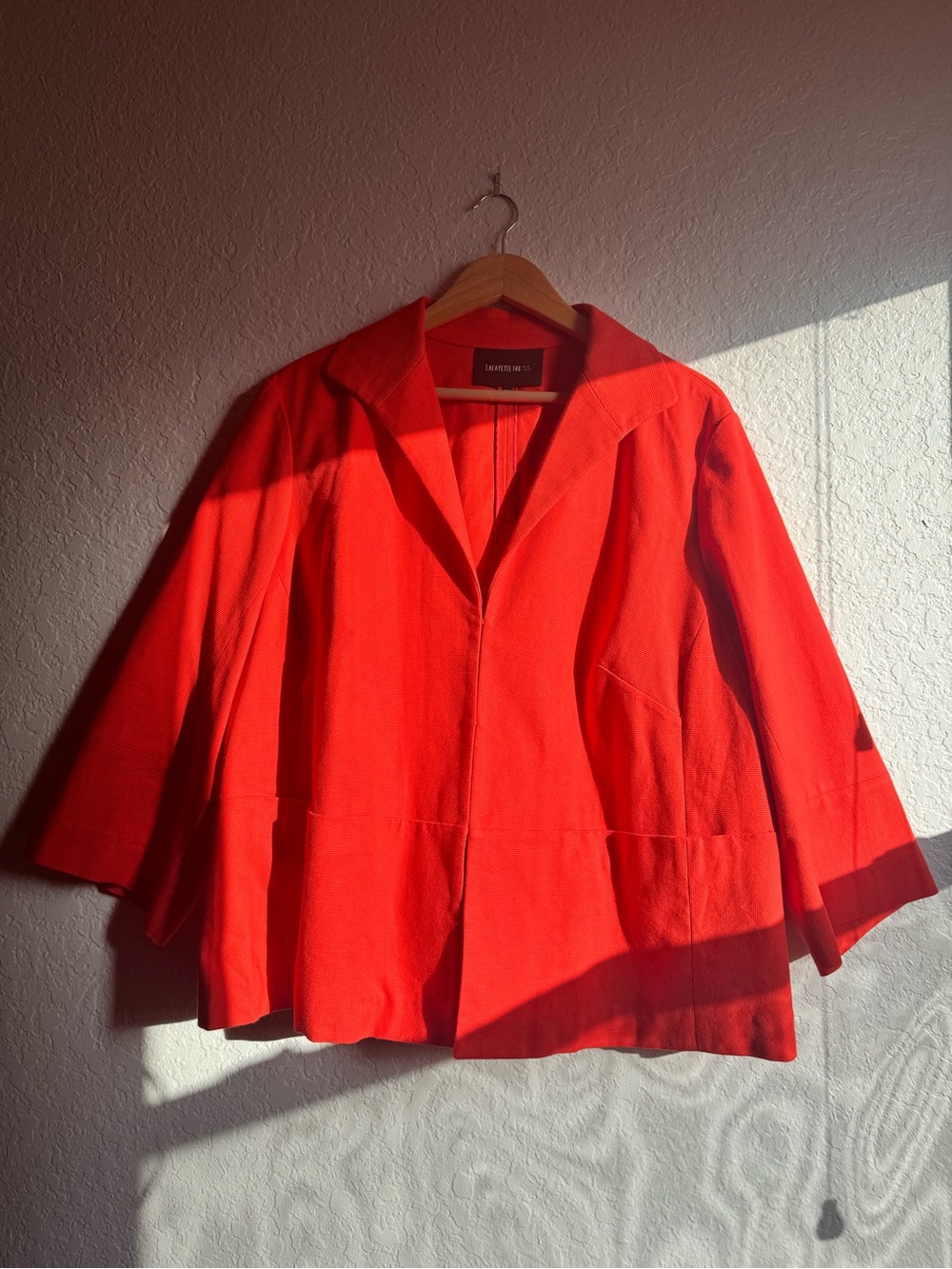 Lafayette 148 New York Red Cotton Blend Blazer Jacket Size 20W Plus Size